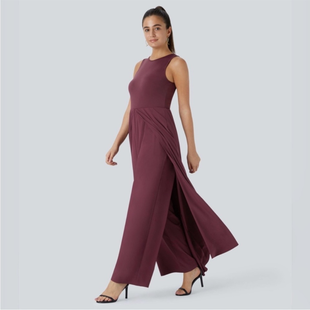 Halara Breezeful™ Zipper Sleeveless Pocket Contrast Quick Dry Jumpsuit Sz Large